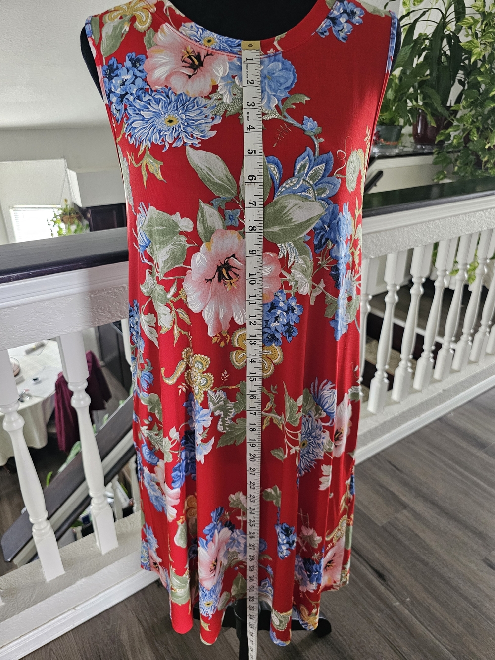 Apt. 9 Red Floral Sleeveless Midi Dress with Blue and Green Blooms - Picture 11 of 12